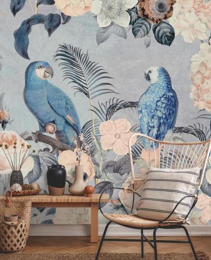 Parrots in Love Mural by Andrea Haase