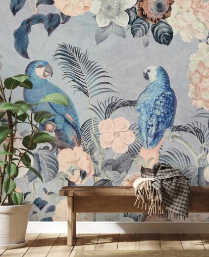 mural loros enamorados de Andrea Haase