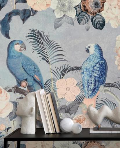 mural loros enamorados de Andrea Haase