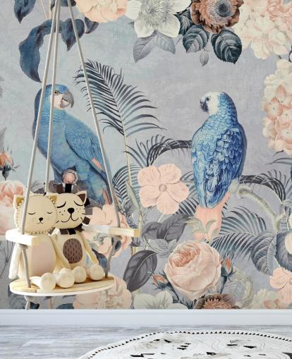 Parrots in Love Mural van Andrea Haase