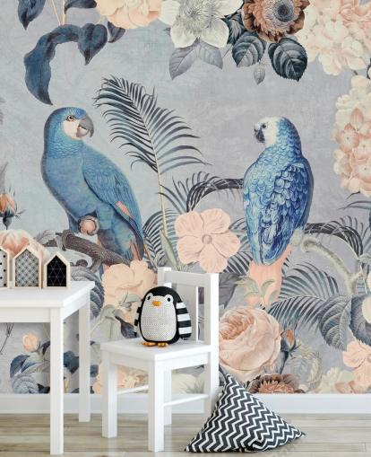 Verliebte Papageien Wandbild von Andrea Haase