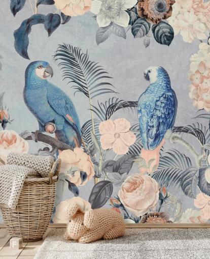 Parrots in Love Mural van Andrea Haase