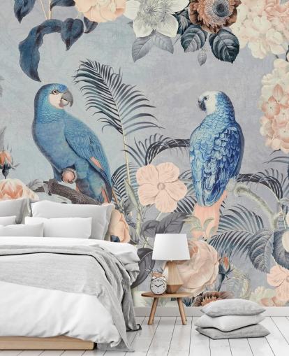 mural loros enamorados de Andrea Haase mural loros enamorados de Andrea Haase