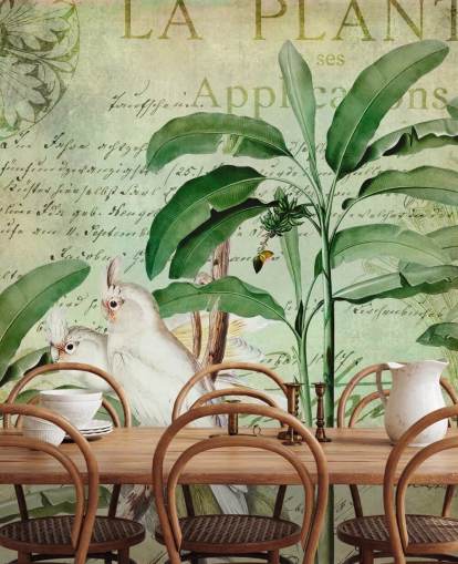 Decorazione murale con viaggio nostalgico dei cacatua di Andrea Haase