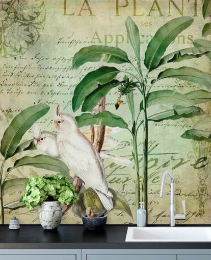 Decorazione murale con viaggio nostalgico dei cacatua di Andrea Haase Decorazione murale con viaggio nostalgico dei cacatua di Andrea Haase