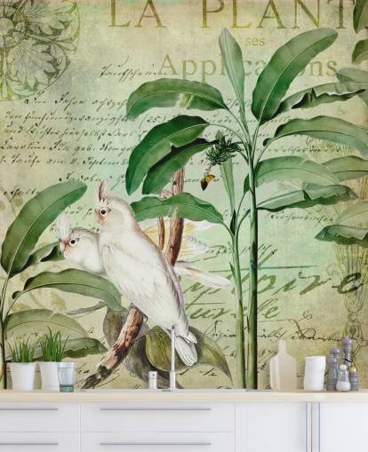 Decorazione murale con viaggio nostalgico dei cacatua di Andrea Haase Decorazione murale con viaggio nostalgico dei cacatua di Andrea Haase