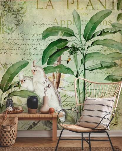 Decorazione murale con viaggio nostalgico dei cacatua di Andrea Haase