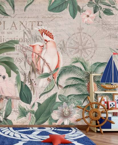 Vintage Cockatoo Jungle Mural