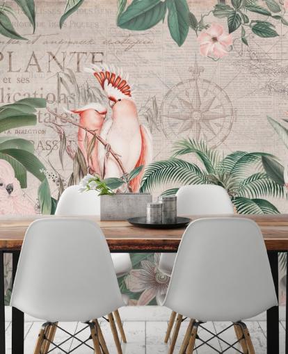 Mural de selva de cacatua vintage Mural de selva de cacatua vintage