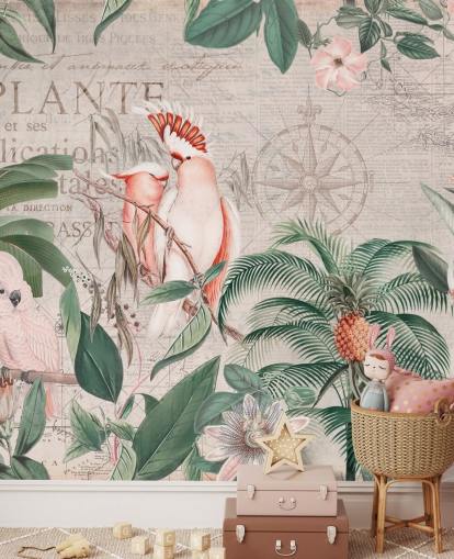 Vintage Cockatoo Jungle Mural