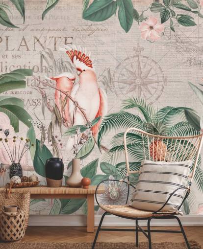 Vintage Cockatoo Jungle Mural