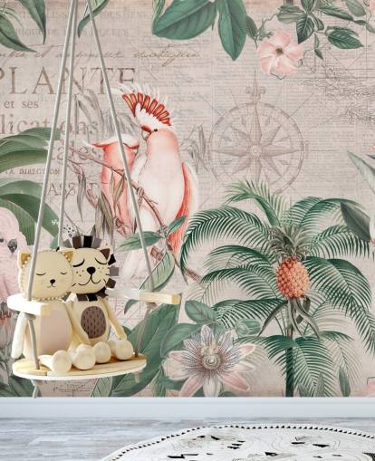 Vintage Cockatoo Jungle Mural