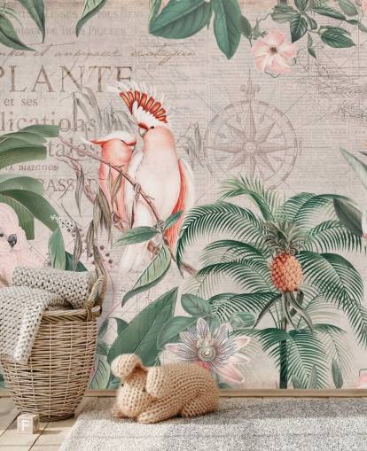 Vintage kakadue Jungle Mural Vintage kakadue Jungle Mural