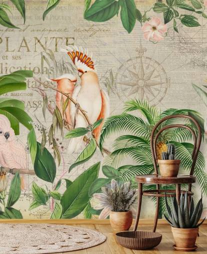 Nostalgic Cockatoo Jungle Mural by Andrea Haase Nostalgic Cockatoo Jungle Mural by Andrea Haase