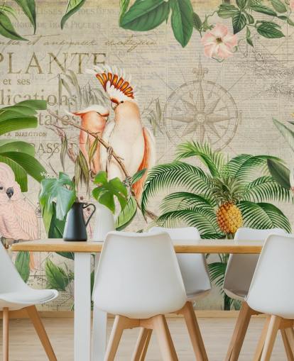 Nostalgic Cockatoo Jungle Mural by Andrea Haase