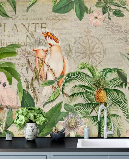 Decorazione murale con giungla di cacatua nostalgici di Andrea Haase