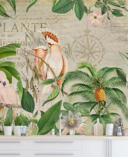 Mural jungla de cacatúa nostálgica de Andrea Haase
