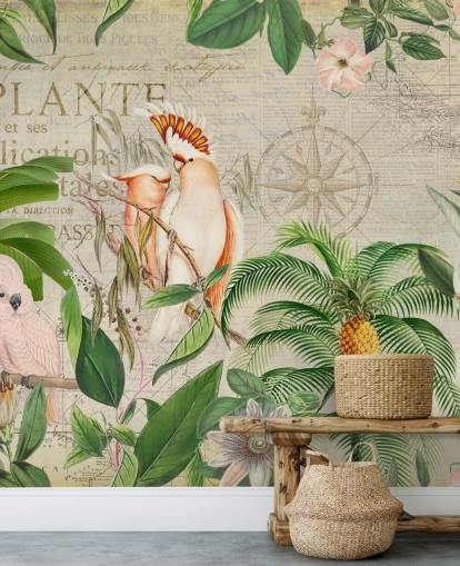 Nostalgische kaketoe Jungle Mural van Andrea Haase