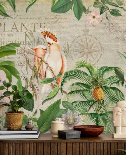 Nostalgischer Kakadu-Dschungel Wandbild von Andrea Haase