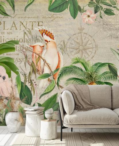 Nostalgic Cockatoo Jungle Mural by Andrea Haase