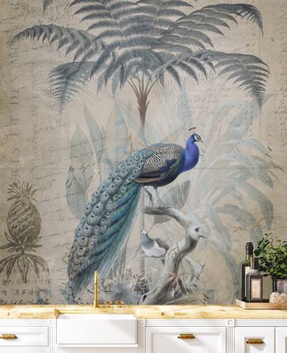 Papel de parede Peacock Jungle por Andrea Haase Papel de parede Peacock Jungle por Andrea Haase