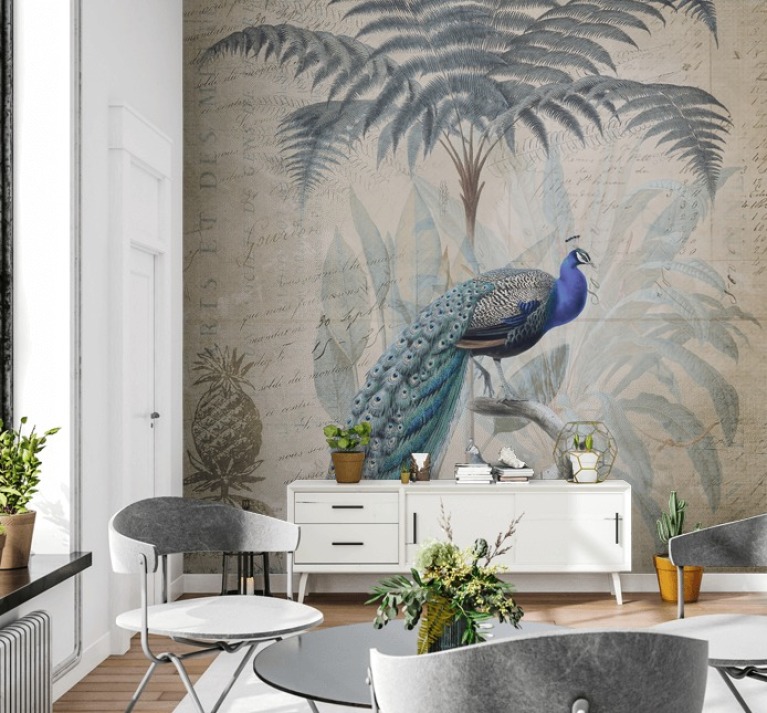 3D Forest Peacock 1029 Andrea haase Wall Mural Wall Murals