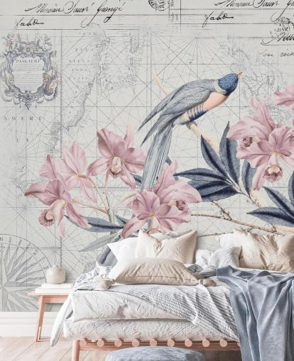 Decorazione murale «Il viaggio della scoperta degli uccelli»