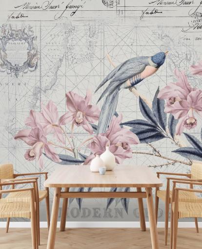 Decorazione murale «Il viaggio della scoperta degli uccelli»