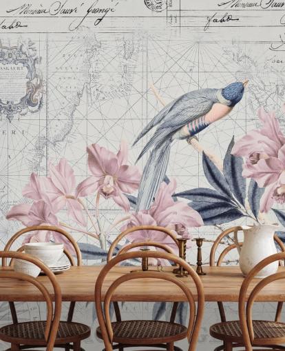 Decorazione murale «Il viaggio della scoperta degli uccelli»