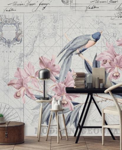 Peinture murale Le voyage de la découverte des oiseaux