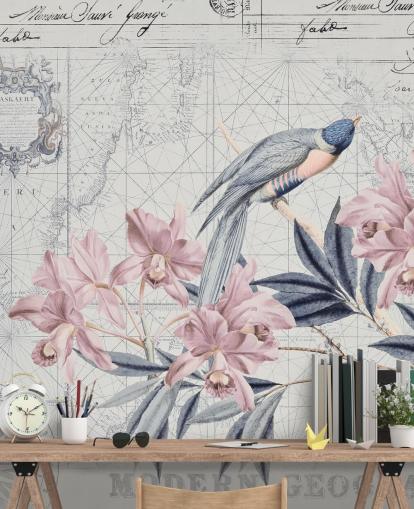 Decorazione murale «Il viaggio della scoperta degli uccelli»