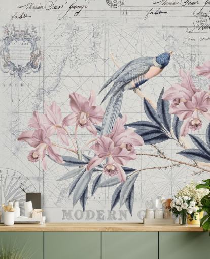 Decorazione murale «Il viaggio della scoperta degli uccelli»