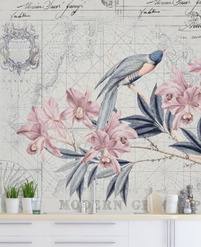 Decorazione murale «Il viaggio della scoperta degli uccelli»