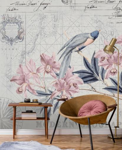 Decorazione murale «Il viaggio della scoperta degli uccelli»