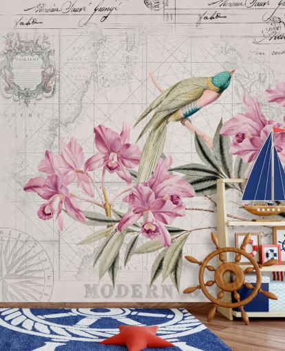 Decorazione murale con il viaggio della scoperta