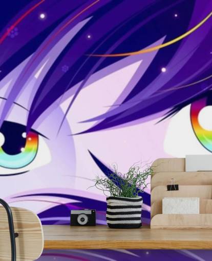 fondo de pantalla de cabello morado y ojos de arcoíris fondo de pantalla de cabello morado y ojos de arcoíris