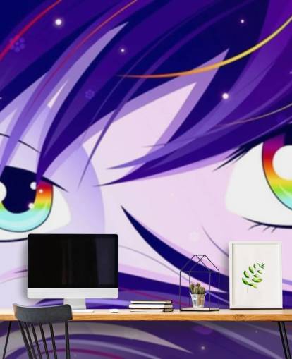 purple hair and rainbow eyes wallpaper