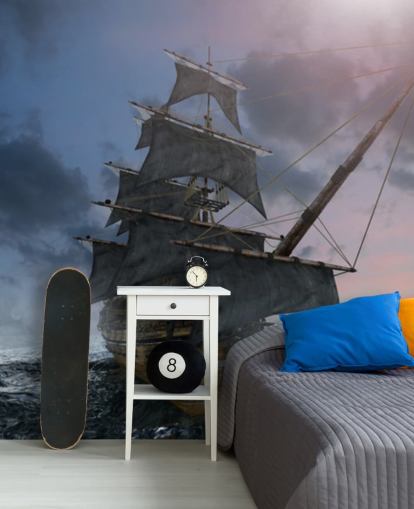 Piratenschiff auf stürmischer See Tapete