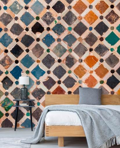 colourful vintage arabic tile wallpaper