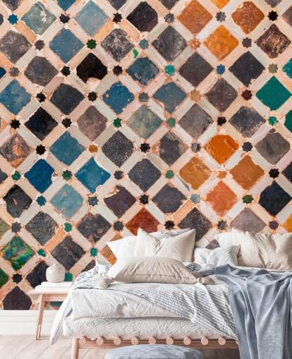 papier peint carrelage arabe vintage coloré