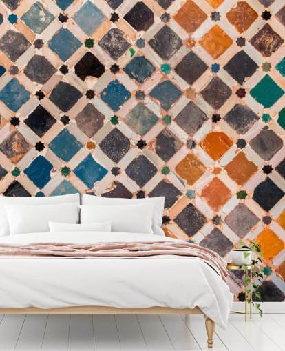 colourful vintage arabic tile wallpaper