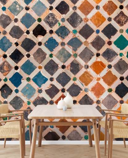 carta da parati con piastrelle arabe colorate