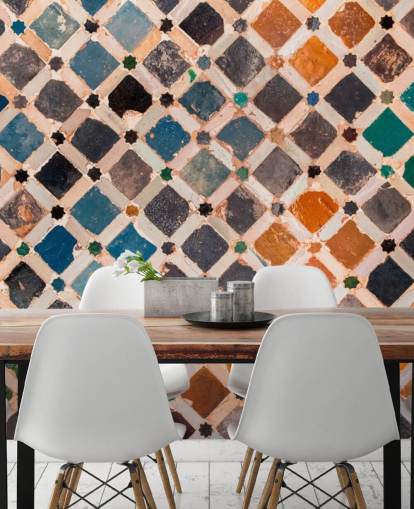 colourful vintage arabic tile wallpaper