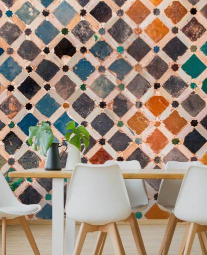 colourful vintage arabic tile wallpaper