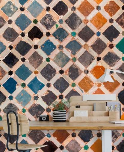 fargerik vintage arabisk flis tapet