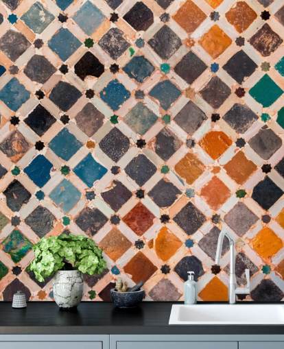 fargerik vintage arabisk flis tapet