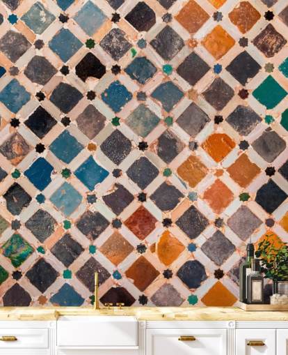 papier peint carrelage arabe vintage coloré