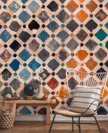 papier peint carrelage arabe vintage coloré