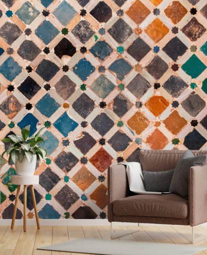 fargerik vintage arabisk flis tapet
