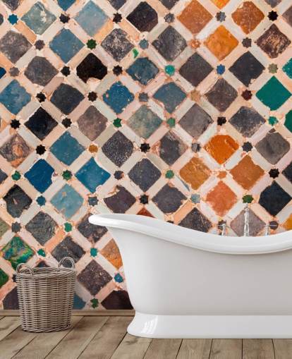 papier peint carrelage arabe vintage coloré